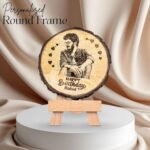 Natural Wooden Slice Round Tabletop Photo Frame