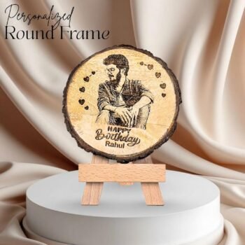 Natural Wooden Slice Round Tabletop Photo Frame